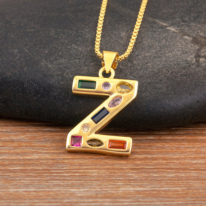 Colorful Gemstone Initial Pendant Necklace