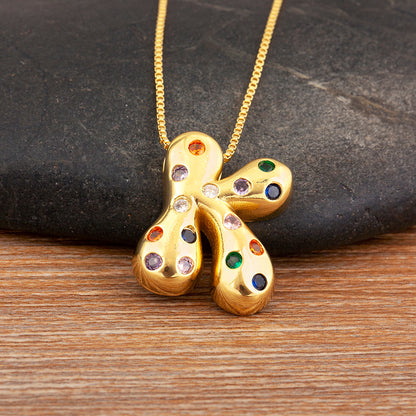 Colorful Gem Bubble Initial Pendant Necklace