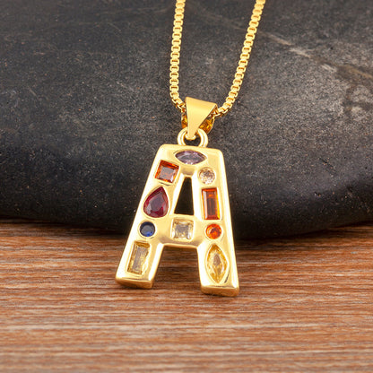 Colorful Gemstone Initial Pendant Necklace
