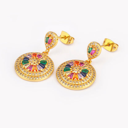 Gold Multicolor Gemstone Earrings