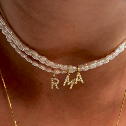 Rice Grain Letter Necklace