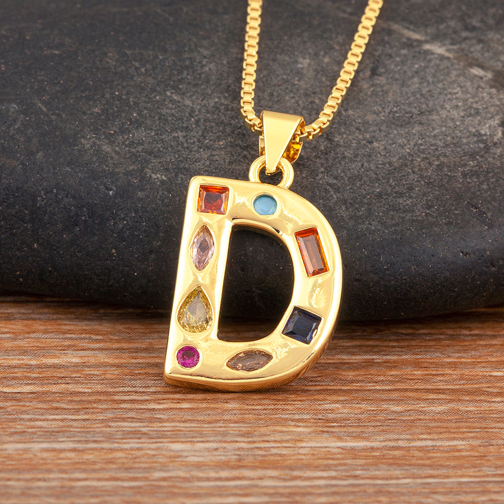 Colorful Gemstone Initial Pendant Necklace