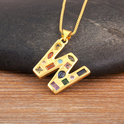 Colorful Gemstone Initial Pendant Necklace