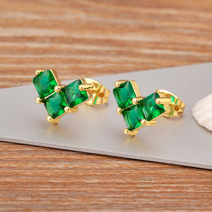 Ruby Quad Diamond Stud Earring