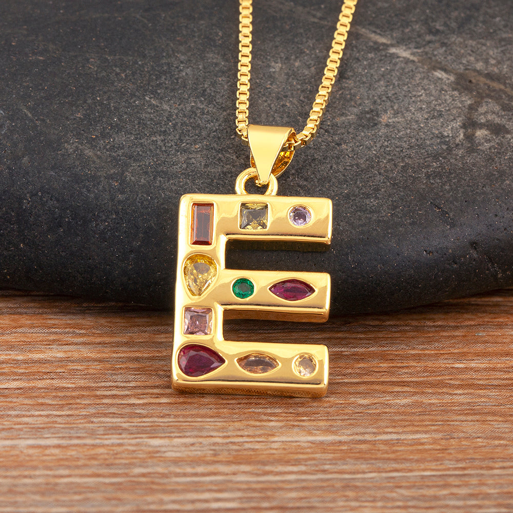 Colorful Gemstone Initial Pendant Necklace