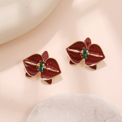 Emerald Center Floral Stud Earrings