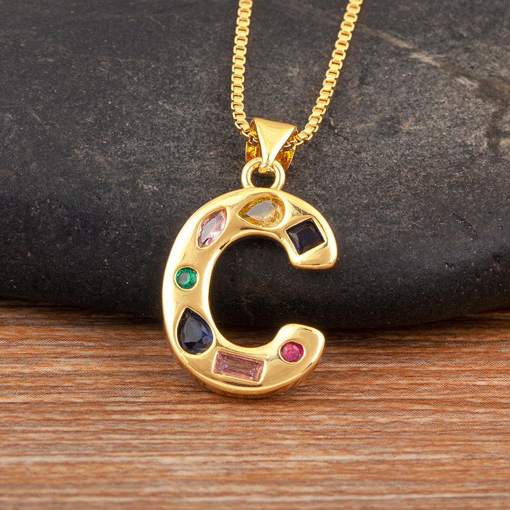 Colorful Gemstone Initial Pendant Necklace