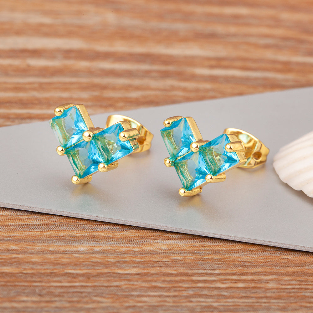 Ruby Quad Diamond Stud Earring