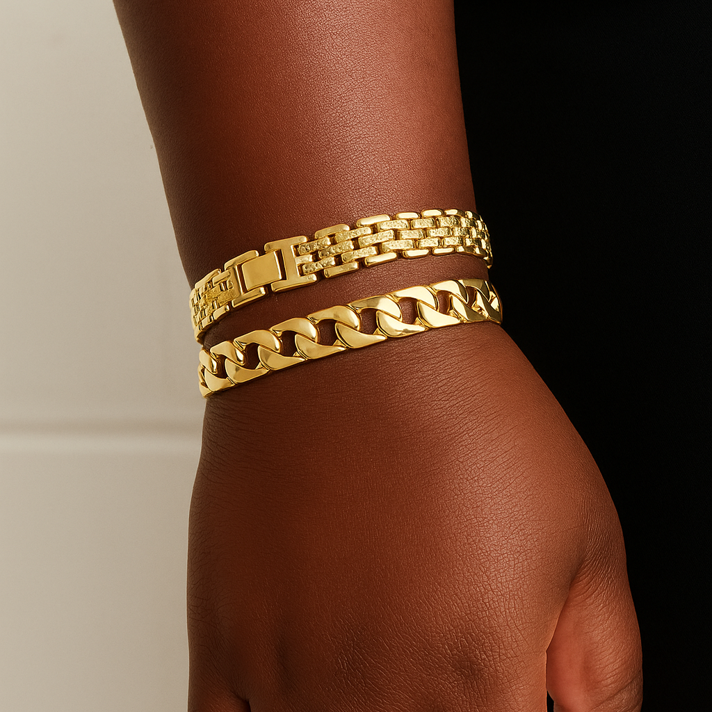 2pc 14k Chunky Link Bracelets