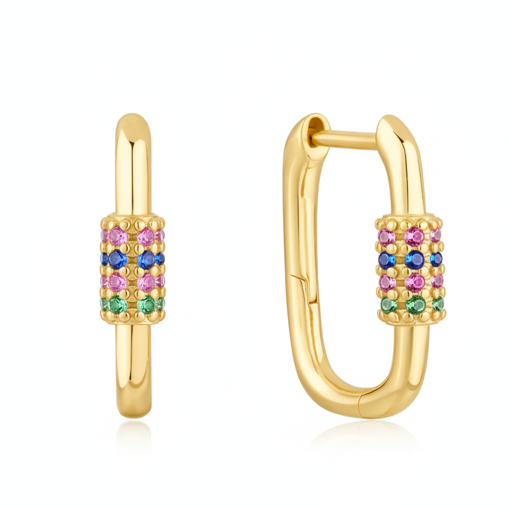 Prism Glow Gem Hoop Earrings