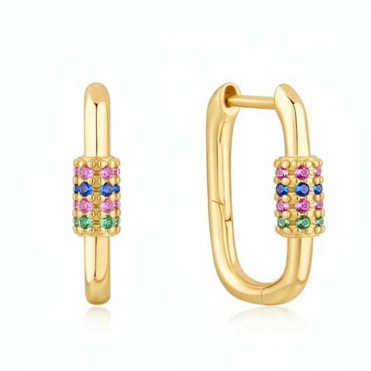 Prism Glow Gem Hoop Earrings