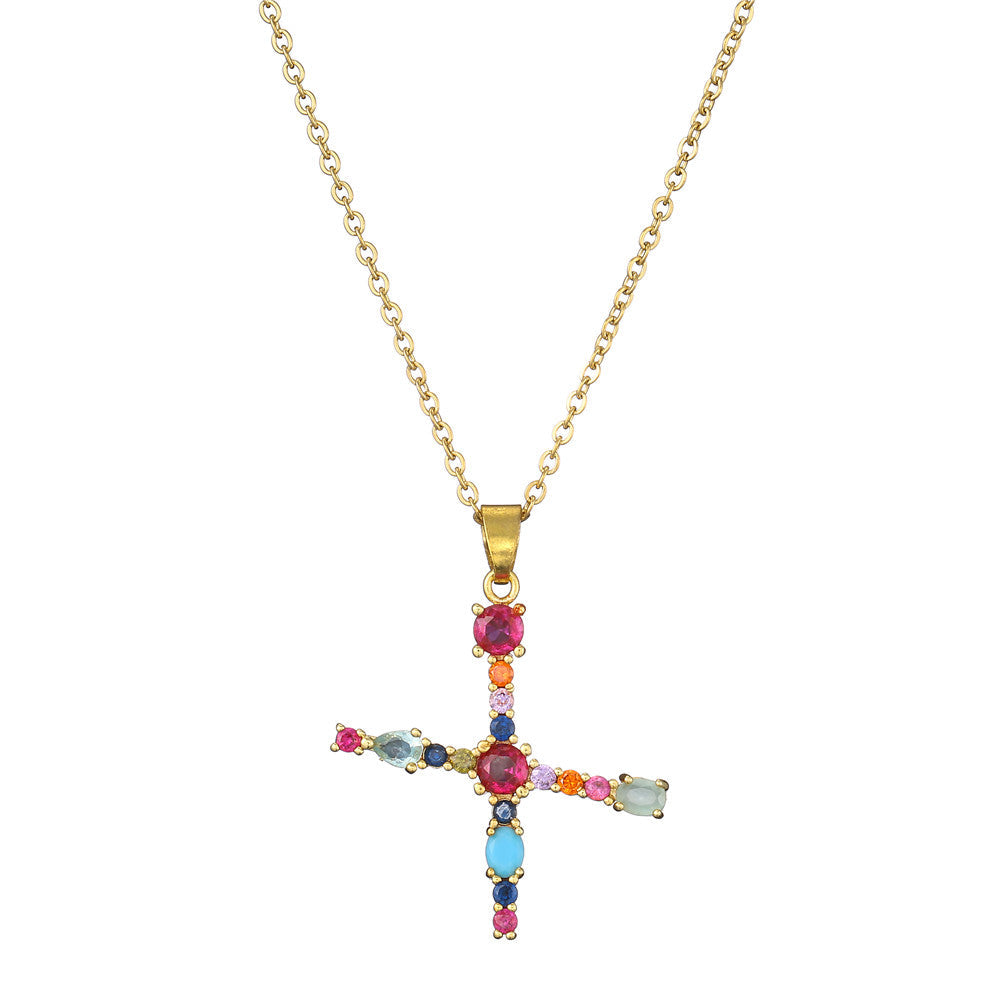 Gold Crystal Initial Pendant Necklace