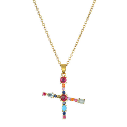 Gold Crystal Initial Pendant Necklace