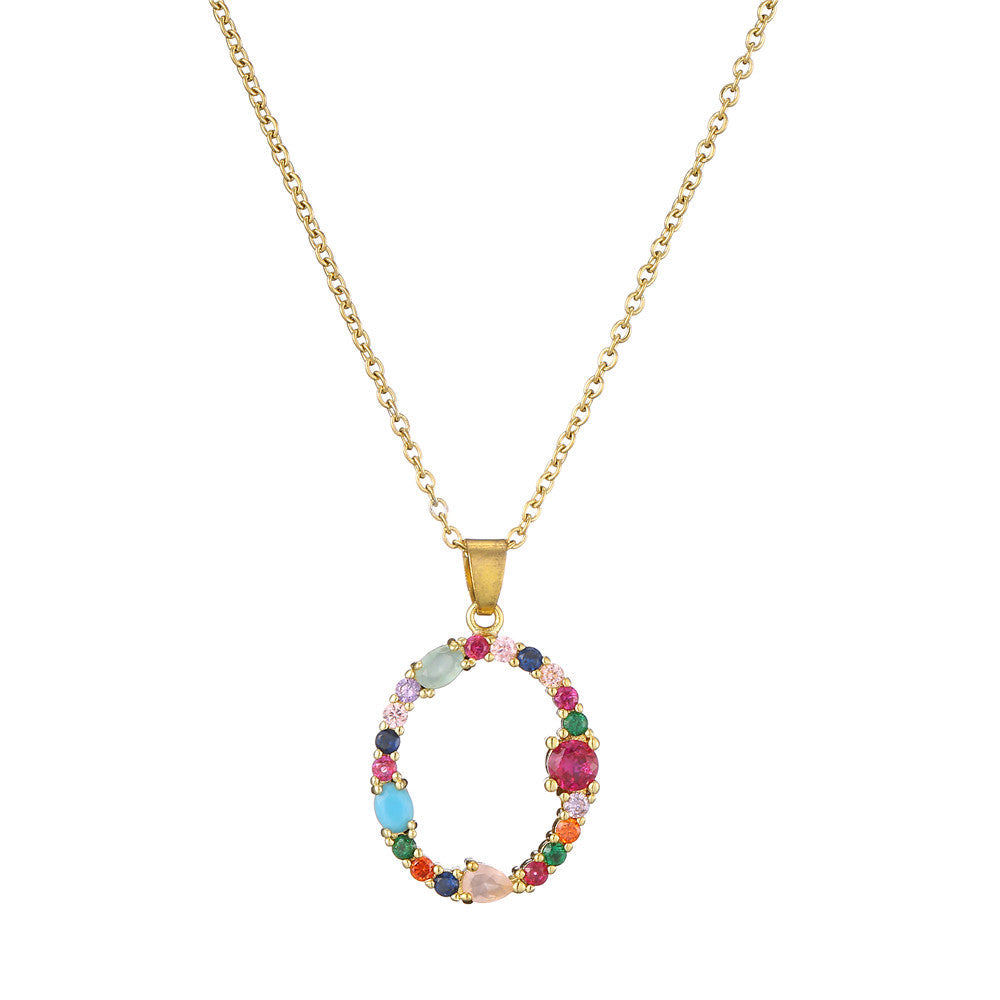 Gold Crystal Initial Pendant Necklace