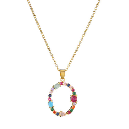 Gold Crystal Initial Pendant Necklace