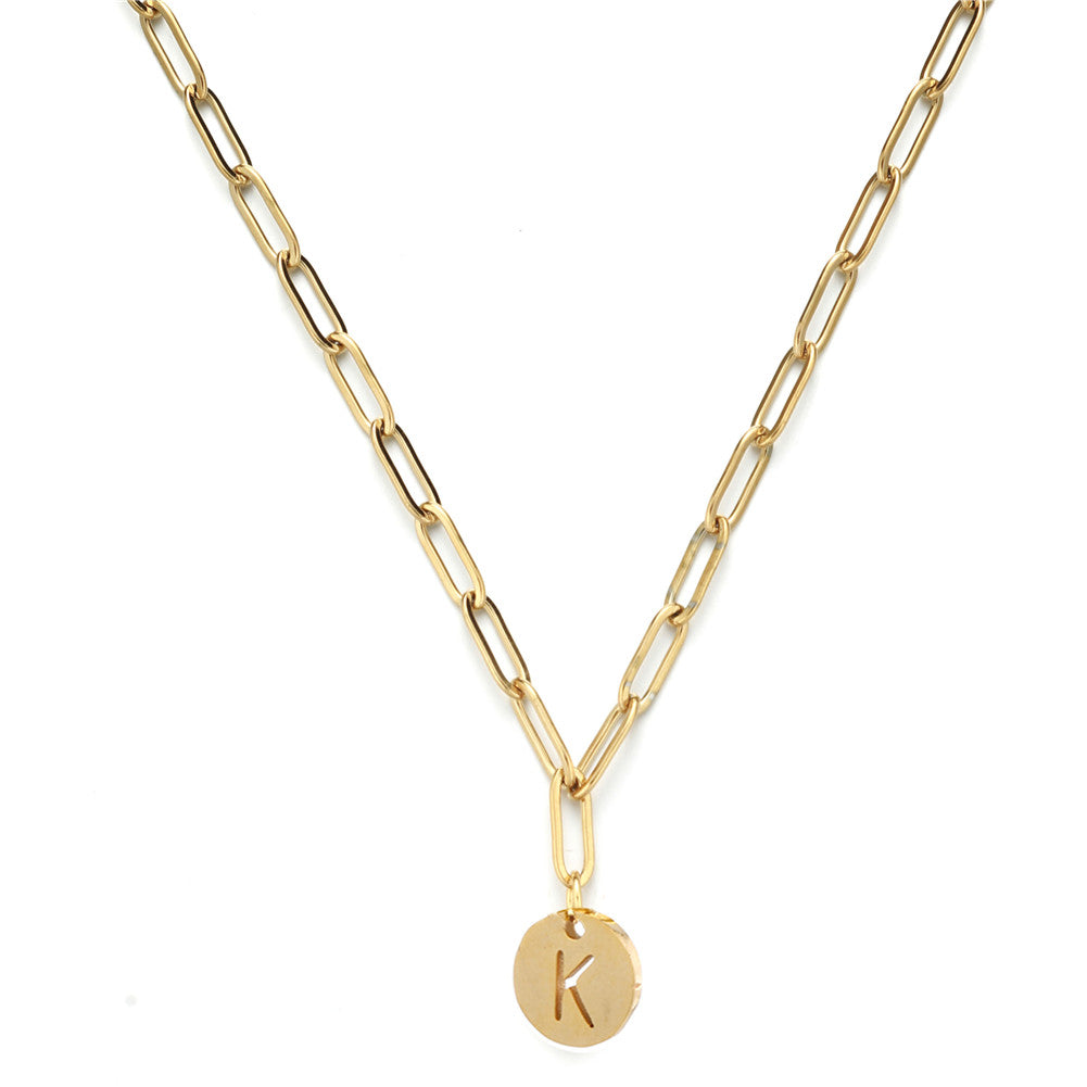 Chunky Initial Pendant Chain Necklace