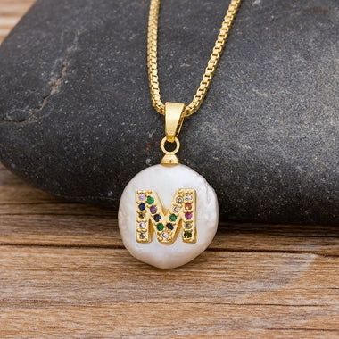 Initial Pearl Pendant Necklace