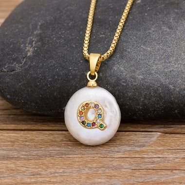 Initial Pearl Pendant Necklace