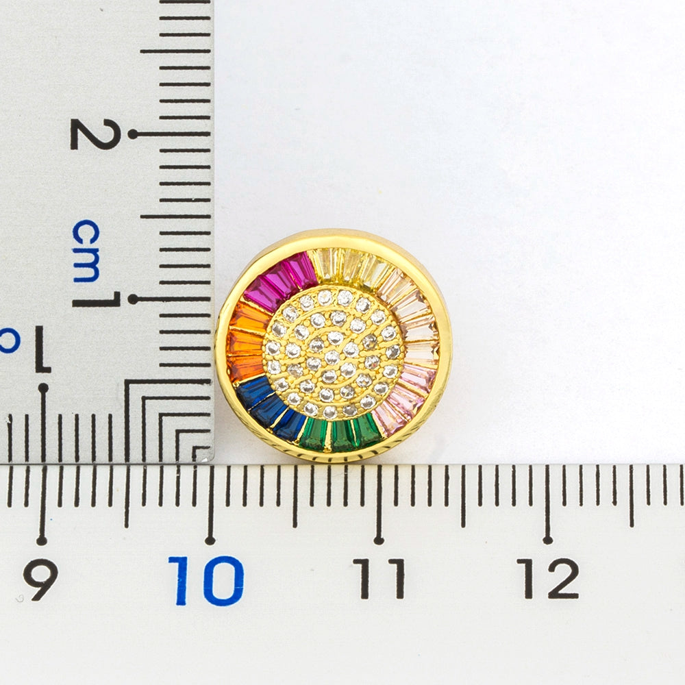 Rainbow Zircon Round Stud Earrings