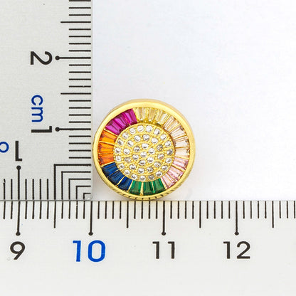 Rainbow Zircon Round Stud Earrings
