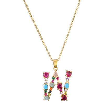 Gold Crystal Initial Pendant Necklace