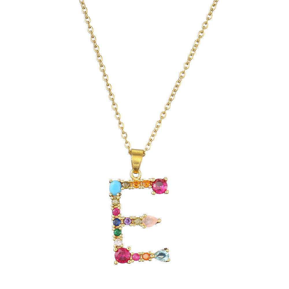 Gold Crystal Initial Pendant Necklace