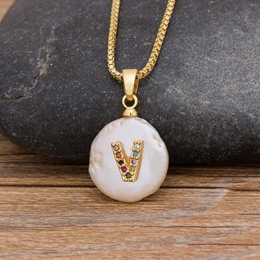 Initial Pearl Pendant Necklace