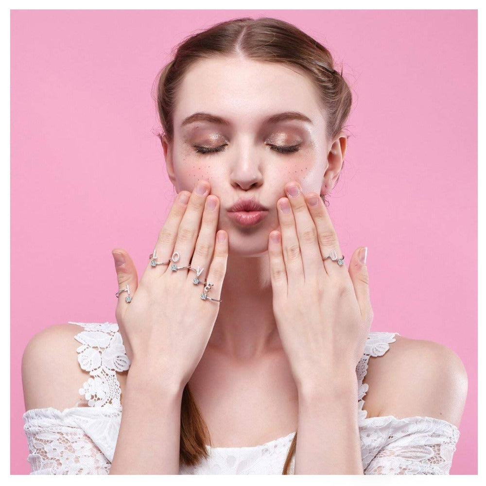 Crystal Initial Open Ring