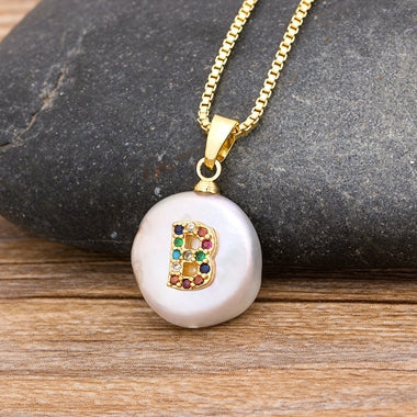Initial Pearl Pendant Necklace