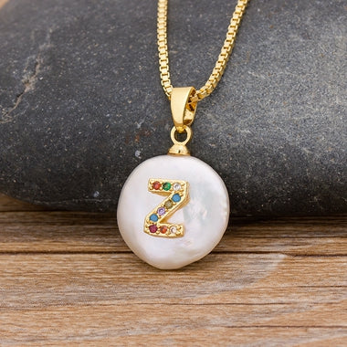 Initial Pearl Pendant Necklace
