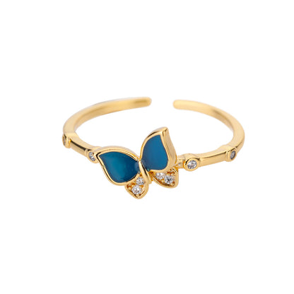 Blue Butterfly Crystal Accent Ring
