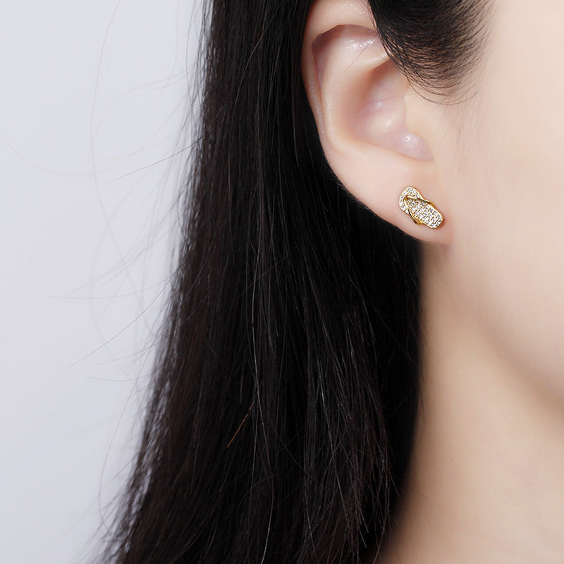 Crystal Flip Flop Stud Earrings