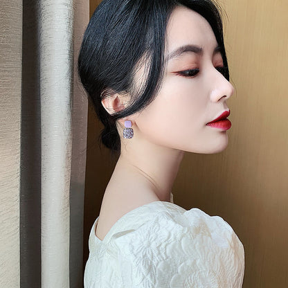 Vintage Purple Crystal Drop Earrings