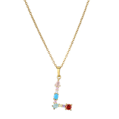 Gold Crystal Initial Pendant Necklace