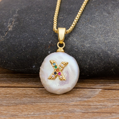 Initial Pearl Pendant Necklace