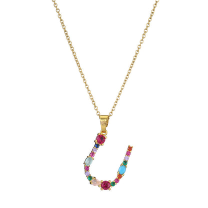 Gold Crystal Initial Pendant Necklace