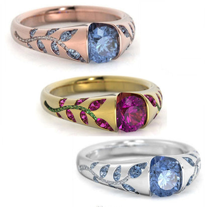 Leaf Vine Cutout Gemstone Ring