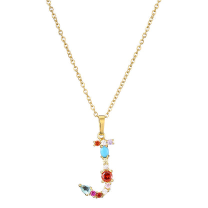 Gold Crystal Initial Pendant Necklace