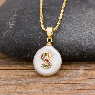 Initial Pearl Pendant Necklace