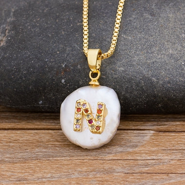 Initial Pearl Pendant Necklace