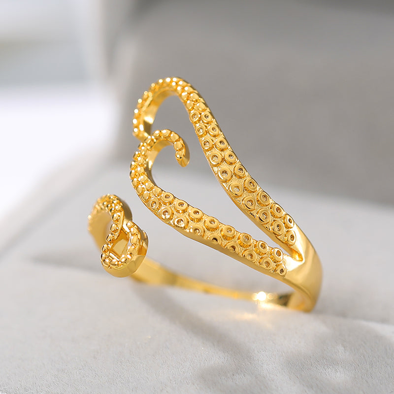 Gold Octopus Adjustable Ring
