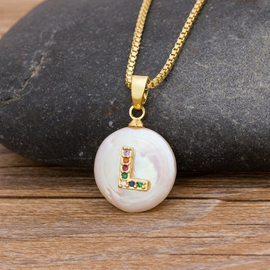 Initial Pearl Pendant Necklace