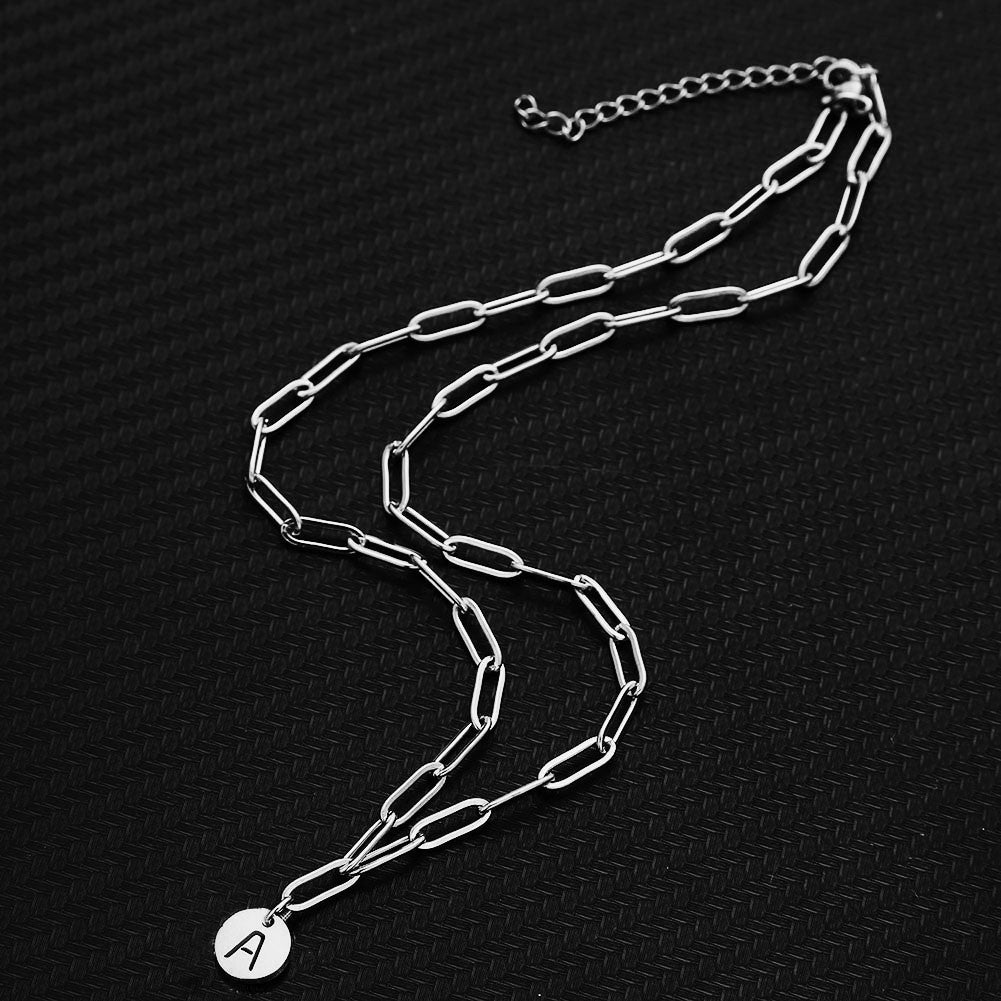 Chunky Initial Pendant Chain Necklace