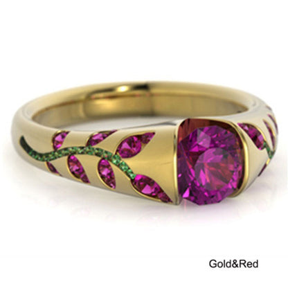 Leaf Vine Cutout Gemstone Ring