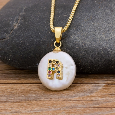 Initial Pearl Pendant Necklace