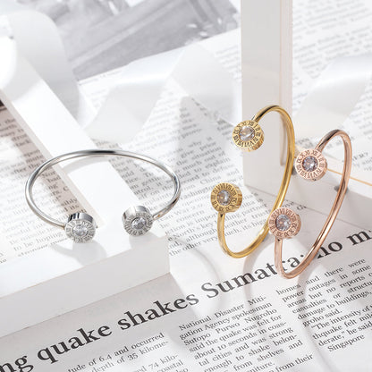 Roman Numeral Open Cuff Bracelet