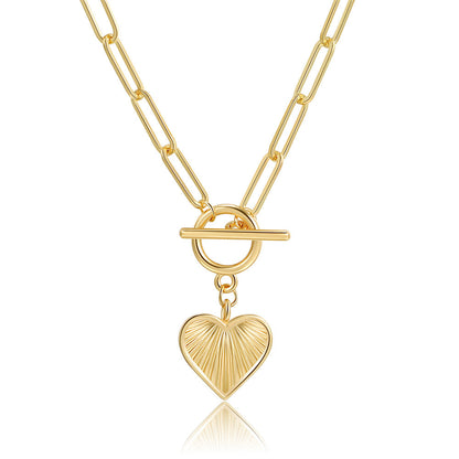 Chunky Heart Pendant Chain Necklace