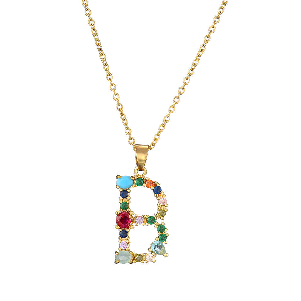 Gold Crystal Initial Pendant Necklace