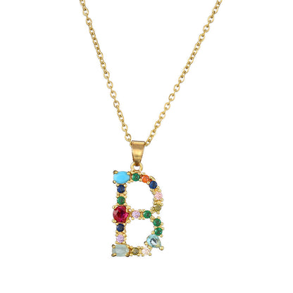 Gold Crystal Initial Pendant Necklace