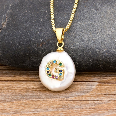 Initial Pearl Pendant Necklace